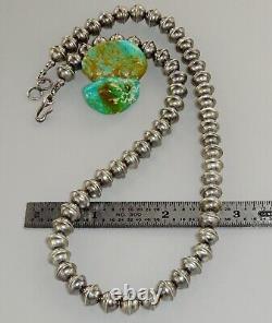 20 NAVAJO BENCH BEAD NECKLACE 7MM STERLING Vintage Oxidized Pearl Dark Old Pawn