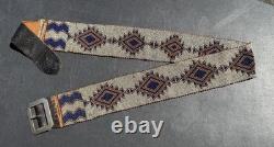 20's 30's Early Navajo Native American Glass Beaded Western Belt With Buckle WOW