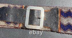 20's 30's Early Navajo Native American Glass Beaded Western Belt With Buckle WOW
