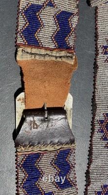 20's 30's Early Navajo Native American Glass Beaded Western Belt With Buckle WOW
