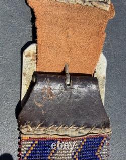 20's 30's Early Navajo Native American Glass Beaded Western Belt With Buckle WOW