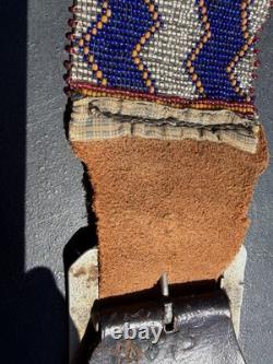 20's 30's Early Navajo Native American Glass Beaded Western Belt With Buckle WOW