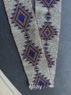 20's 30's Early Navajo Native American Glass Beaded Western Belt With Buckle WOW