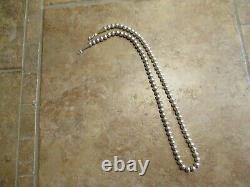 24 AUTHENTIC Vintage Navajo Sterling Silver PEARLS Bead Necklace on Foxtail