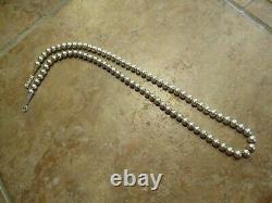 24 AUTHENTIC Vintage Navajo Sterling Silver PEARLS Bead Necklace on Foxtail