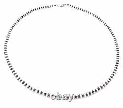 24 Navajo Pearls Sterling Silver 5mm Beads Necklace
