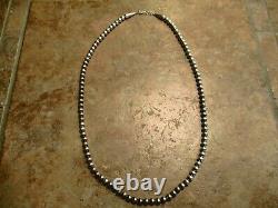 24 OLDER Vintage Navajo Sterling Silver PEARLS Bead Necklace