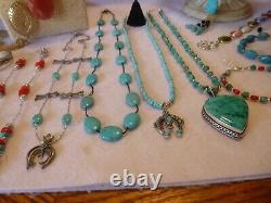 25 Piece Native American Southwestern Vintage Turquoise & Gemstone Jewelry Lot