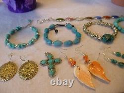 25 Piece Native American Southwestern Vintage Turquoise & Gemstone Jewelry Lot