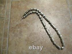 25 SCARCE OLDER Vintage Navajo Sterling Silver BARREL BEAD Necklace