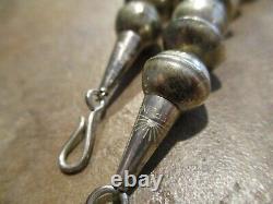 25 SCARCE OLDER Vintage Navajo Sterling Silver BARREL BEAD Necklace