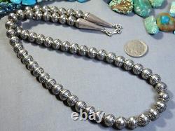 25 SPRING MOON Stamped NAVAJO PEARLS 10mm STERLING Silver Bench Beads on Chain