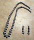 26 OLDER Vintage Navajo Hand Made Sterling FLUTED BEAD Necklace / Earrings