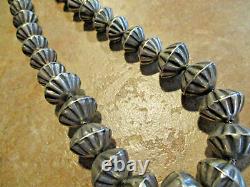 26 OLDER Vintage Navajo Hand Made Sterling FLUTED BEAD Necklace / Earrings