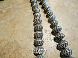 26 OLDER Vintage Navajo Hand Made Sterling FLUTED BEAD Necklace / Earrings