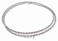 28 Navajo Pearls Sterling Silver 4mm Beads Necklace