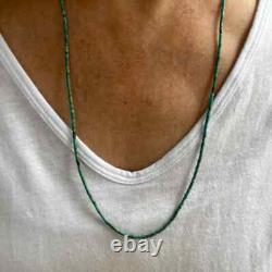 2mm Kingman Arizona Turquoise Blue Green Tiny Dainty Heishi Silver Bead Necklace