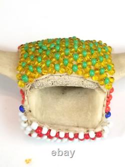 3 Native American Zuni Handmade Beaded Cow Vertebrae Bone -Neckerchief Scarf