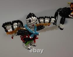 3 Vintage Zuni Beaded Eagle Dancer Horse And Rider Figurine Native American Art