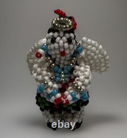 3 Vintage Zuni Beaded Eagle Dancer Horse And Rider Figurine Native American Art