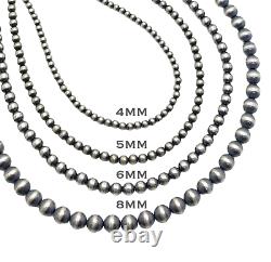 30 Navajo Pearls Sterling Silver 4mm Beads Necklace