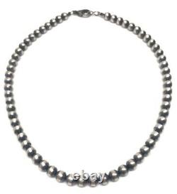 30 Navajo Pearls Sterling Silver 6mm Beads Necklace