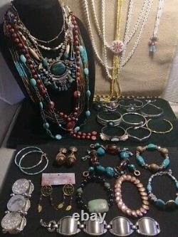 32 Pc Native American Style Semi-precious Bead Necklaces Bracelets Cuffs Lot +