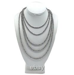 36 Navajo Pearls Sterling Silver 4mm Beads Necklace
