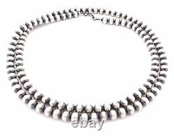 36 Navajo Pearls Sterling Silver 8mm Beads Necklace