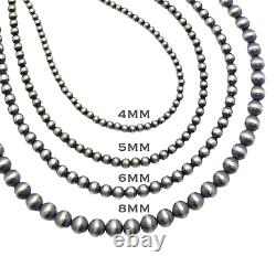 36 Navajo Pearls Sterling Silver 8mm Beads Necklace