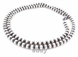 36 Navajo Pearls Sterling Silver 8mm Beads Necklace