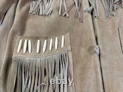 3B WEST Tansmith Suede Leather Fringe Beaded Native American Style Jacket Size M
