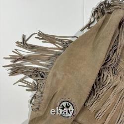 3B WEST Tansmith Suede Leather Fringe Beaded Native American Style Jacket Size M