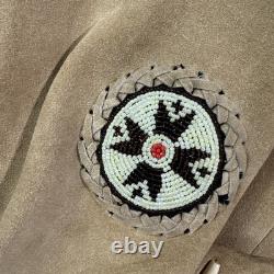 3B WEST Tansmith Suede Leather Fringe Beaded Native American Style Jacket Size M