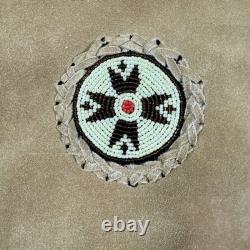 3B WEST Tansmith Suede Leather Fringe Beaded Native American Style Jacket Size M