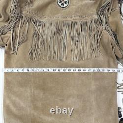 3B WEST Tansmith Suede Leather Fringe Beaded Native American Style Jacket Size M