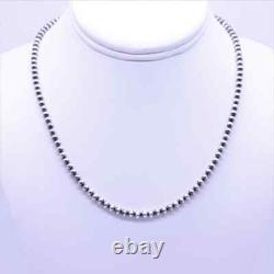 4mm Navajo Pearls Necklace. 925 Sterling Silver Real Genuine Navajo Pearls