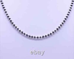 4mm Navajo Pearls Necklace. 925 Sterling Silver Real Genuine Navajo Pearls