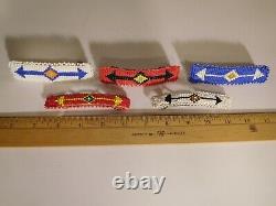 5 Vintage Native American Style Beaded, Padded Barrettes Double Ended Arrows