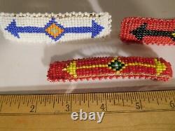 5 Vintage Native American Style Beaded, Padded Barrettes Double Ended Arrows