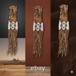 6 pcs Native American Style Beaded Tobacco pouch Buffalo Hide Tobacco Pipe Bag