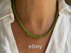 6mm Lime Green Kingman Arizona Mohave Turquoise Gemstone Layering Necklace