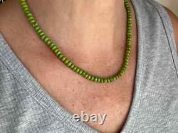 6mm Lime Green Kingman Arizona Mohave Turquoise Gemstone Layering Necklace