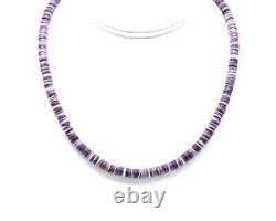 6mm Purple Wampum Quahog Heishi Eastern Native American Beaded Choker Necklace