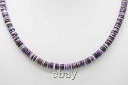 6mm Purple Wampum Quahog Heishi Eastern Native American Beaded Choker Necklace