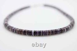 6mm Purple Wampum Quahog Heishi Eastern Native American Beaded Choker Necklace