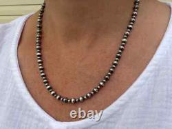 6mm Sterling Silver Alternating Pattern Navajo Pearls Southwest Beaded Necklace