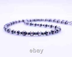 6mm Sterling Silver Alternating Pattern Navajo Pearls Southwest Beaded Necklace