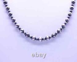 6mm Sterling Silver Alternating Pattern Navajo Pearls Southwest Beaded Necklace