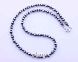 6mm Sterling Silver Alternating Pattern Navajo Pearls Southwest Beaded Necklace